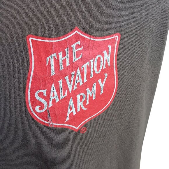 XL Vtg Y2K T-shirt The Salvation Army Gray Gildan Ultra Cotton Logo Front & Back - Picture 3 of 5